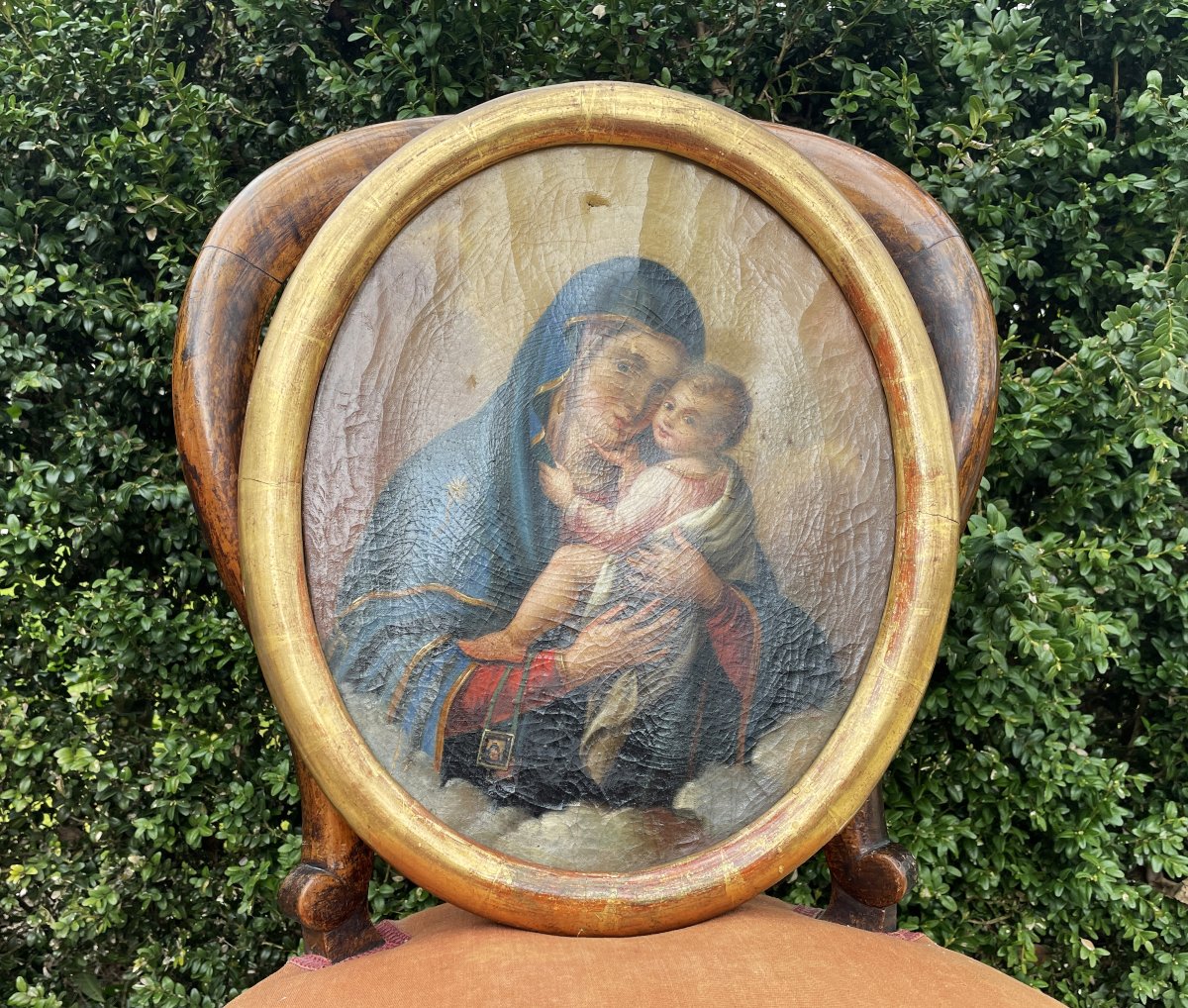 Vierge à l'Enfant - Hst - 19° siècle-photo-2