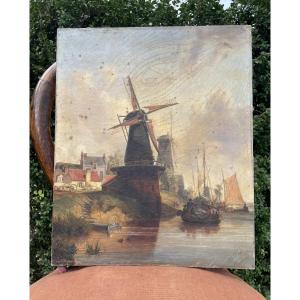 Dutch School - Windmills - Hst - 19th Century