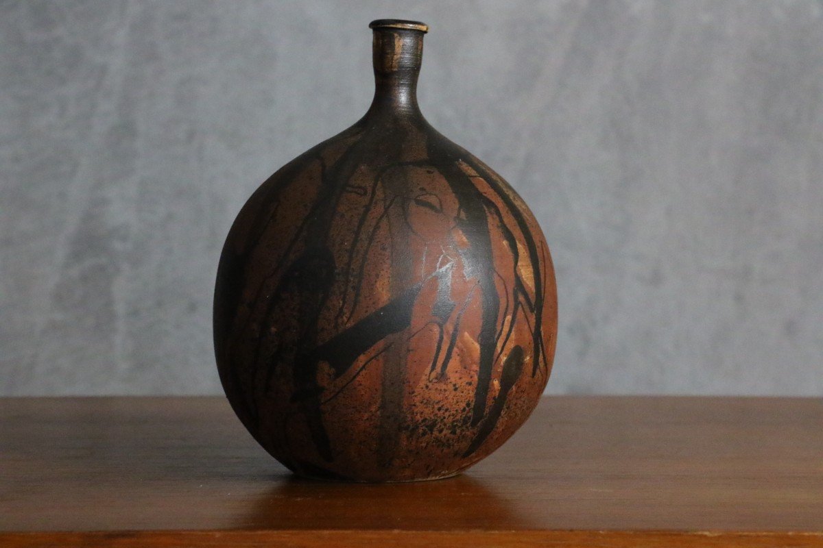Ceramic Ball Vase By Gerhard Liebenthron 1970/80 Era Champy Astoul Bayle-photo-2