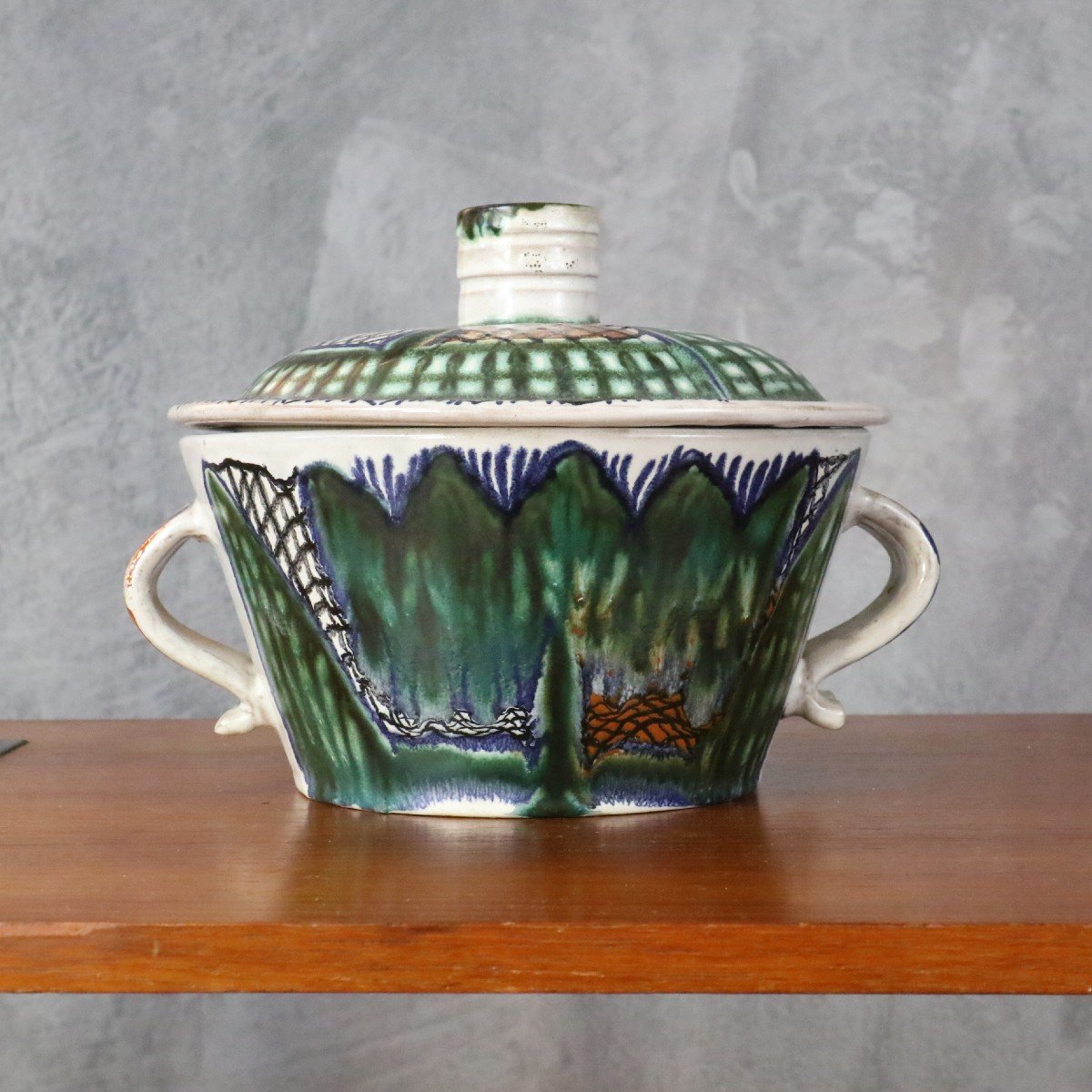 Grand Pot Couvert Céramique Atelier Grand Chêne Vallauris 50s Era Picault Capron