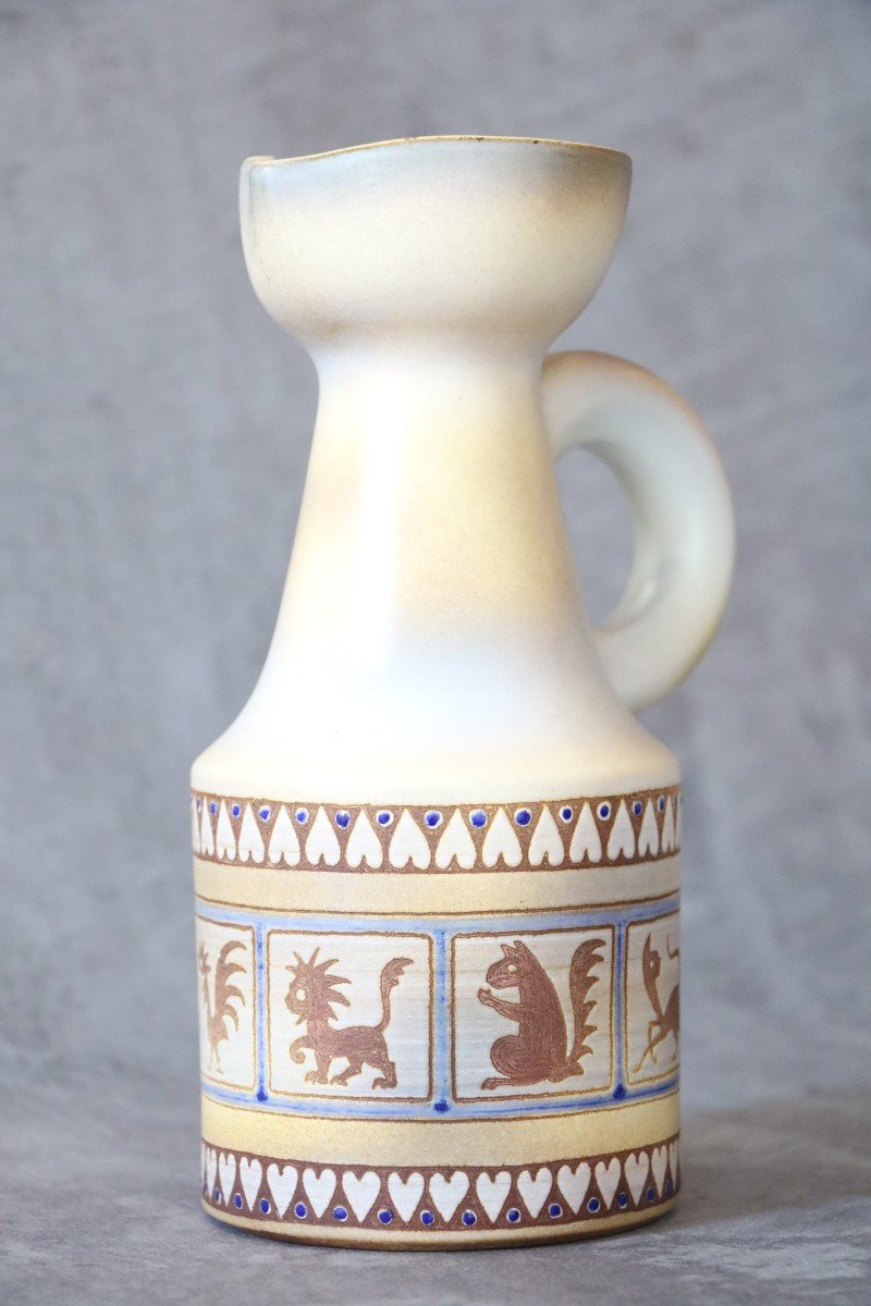 Ceramic Pitcher By René Maurel Era Picault Capron-photo-3