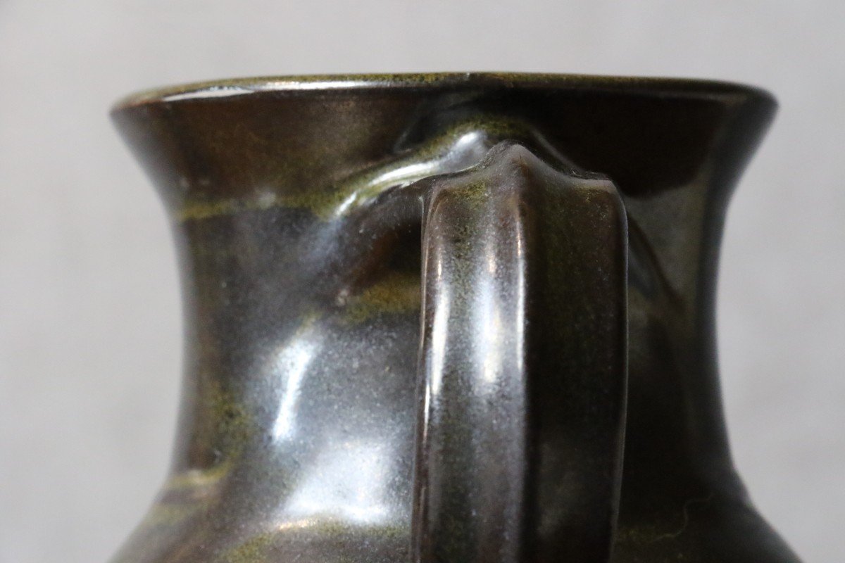 Black Ceramic Pitcher By Jean Girel-photo-1