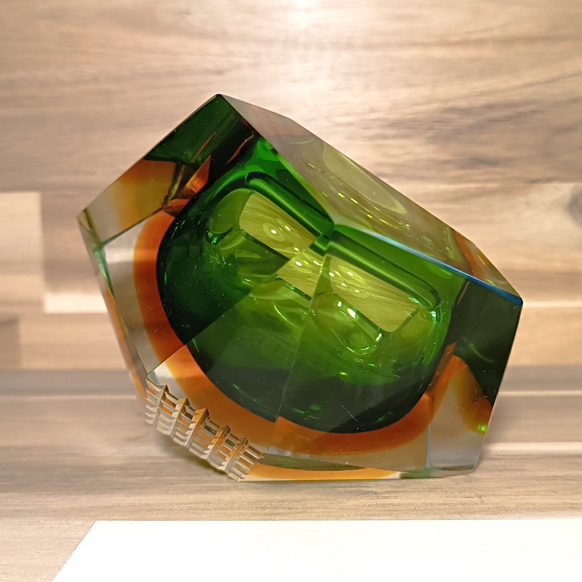 Murano Vide Poche - Flavio Poli 1960s - Green And Yellow-photo-4