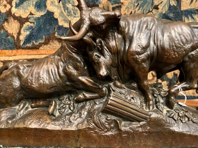 Bronze Roman Bull Fight By Auguste Clésinger-photo-2