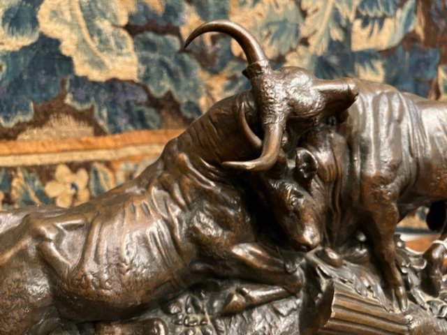 Bronze Roman Bull Fight By Auguste Clésinger-photo-2