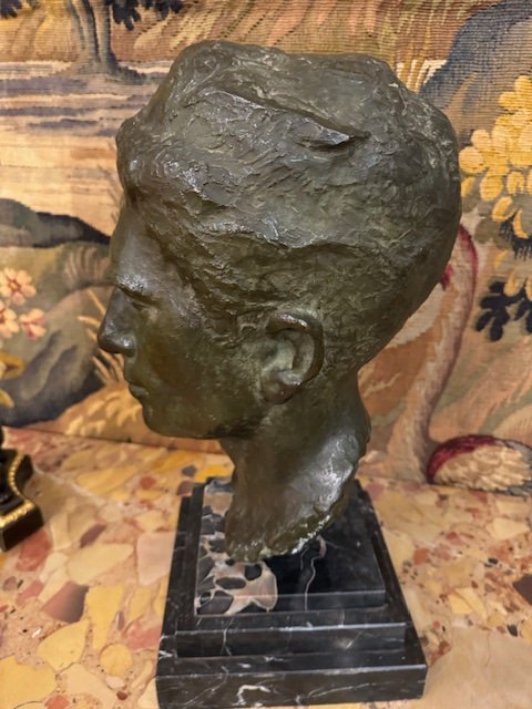 Buste En Bronze Des Années 1930-photo-1
