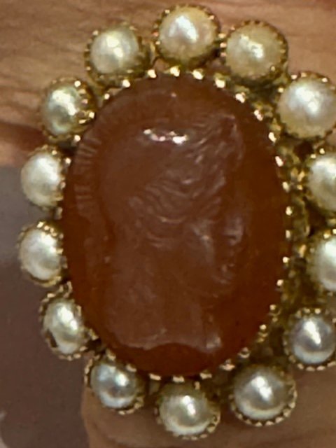 Gold Ring Profile Of Athena In Carnelian-photo-2