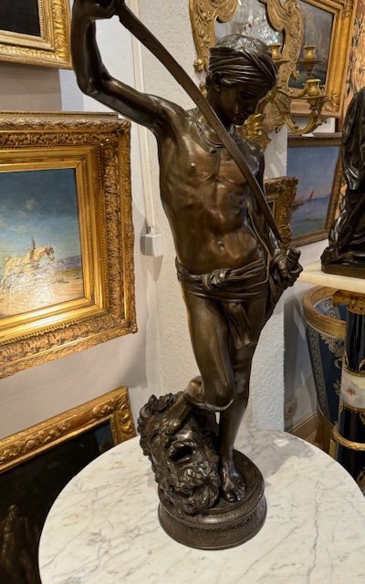 Bronze David Et Goliath Signé Mercié (1845-1916)