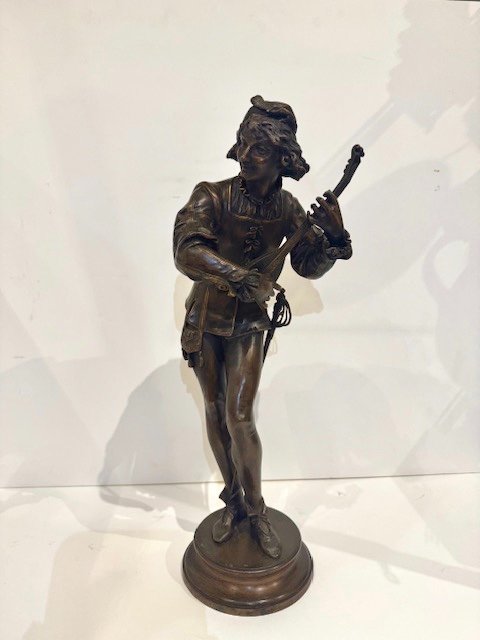 Bronze Of A Musician Signed Gaudez