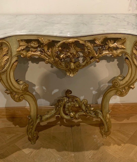 Console In Gilded And Painted Wood, Late 19th Century-photo-2