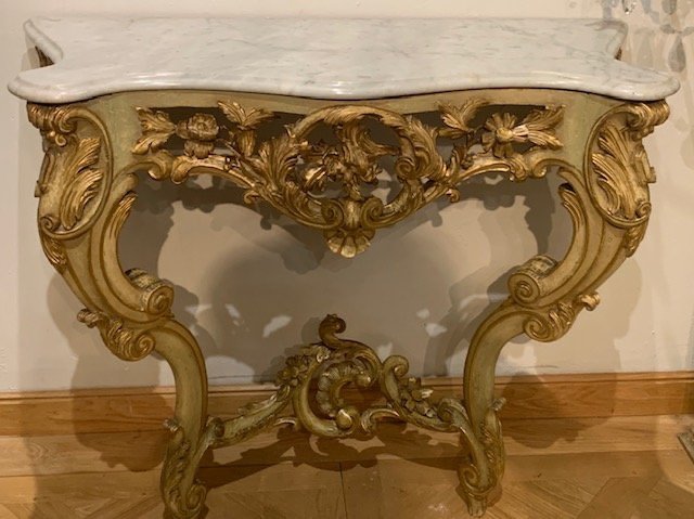 Console In Gilded And Painted Wood, Late 19th Century-photo-1