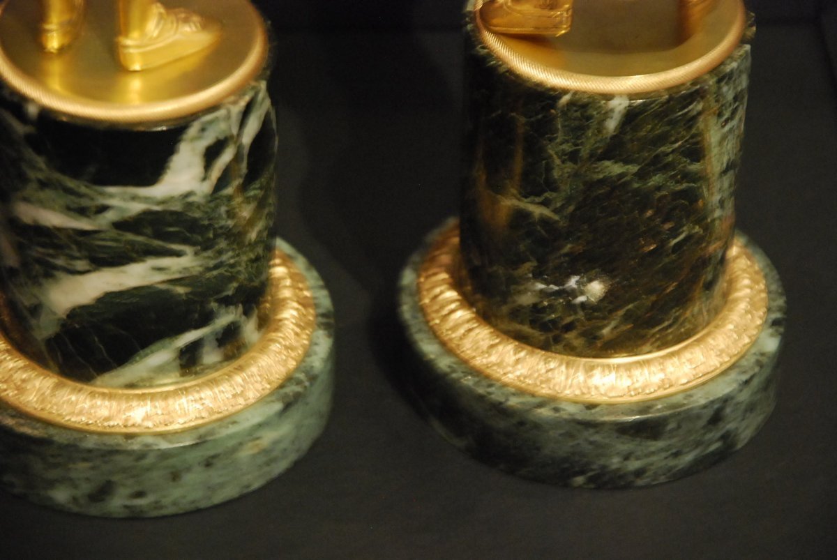 Pair Of Empire Period Gilt Bronze Statues-photo-2