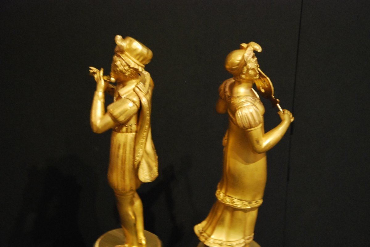 Pair Of Empire Period Gilt Bronze Statues-photo-3