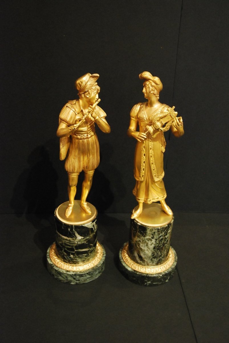 Pair Of Empire Period Gilt Bronze Statues-photo-1