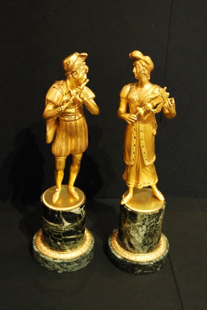 Pair Of Empire Period Gilt Bronze Statues