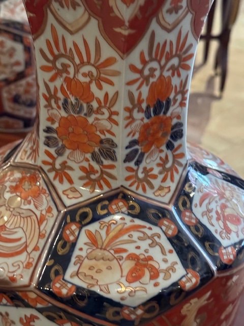 Pair Of 19th Century Imari Porcelain Vases -photo-1