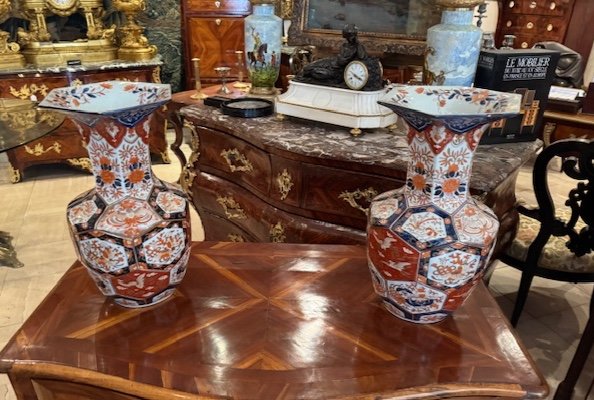 Pair Of 19th Century Imari Porcelain Vases 