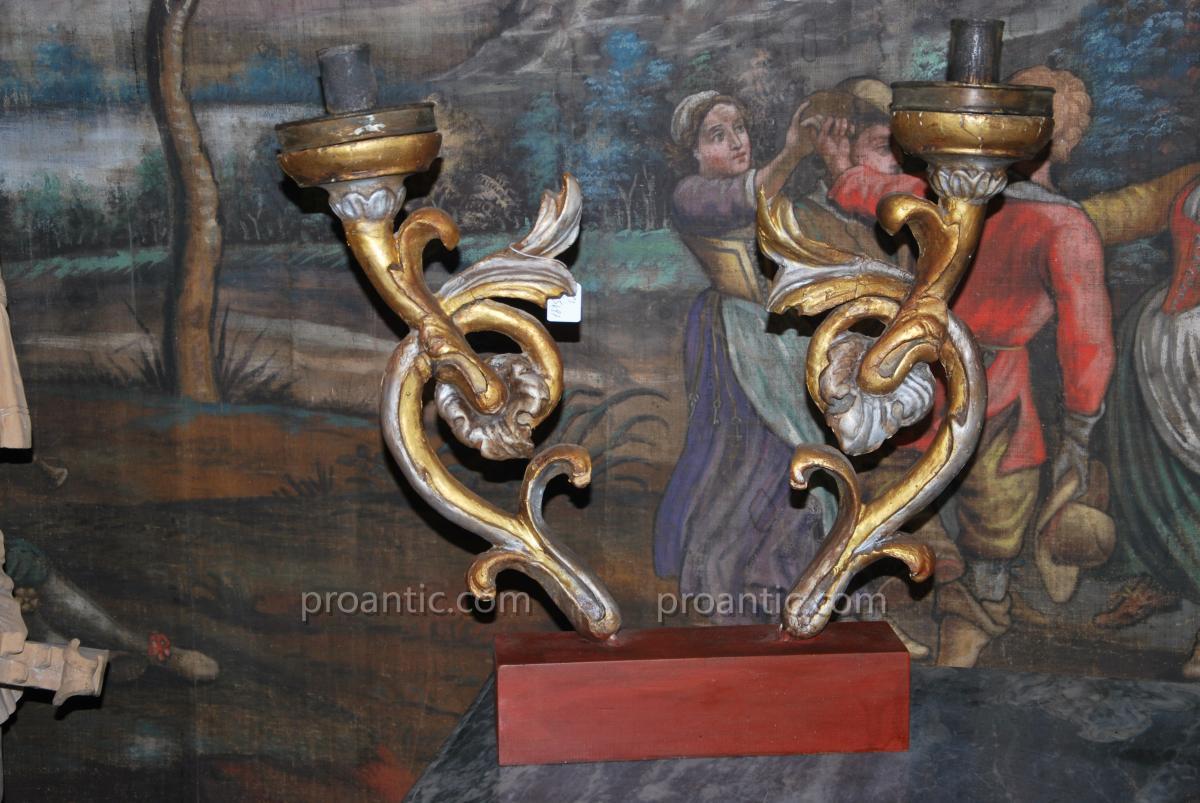 Pair Of 18th Italian Candelabra-photo-4