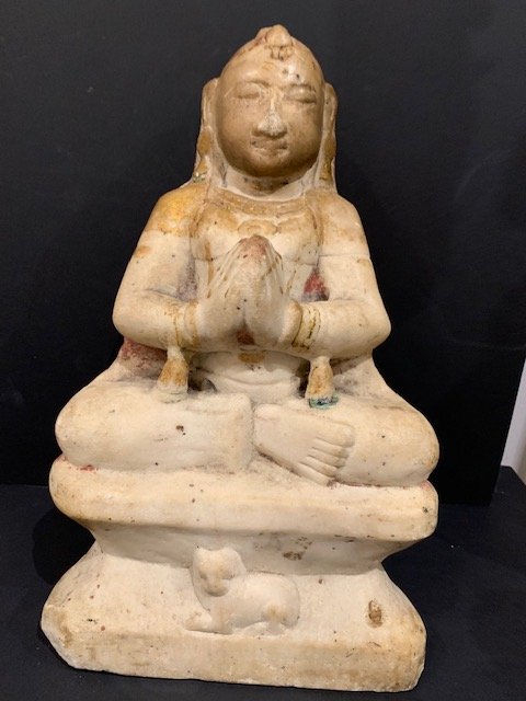 Bouddha En Marbre Blanc 18ème