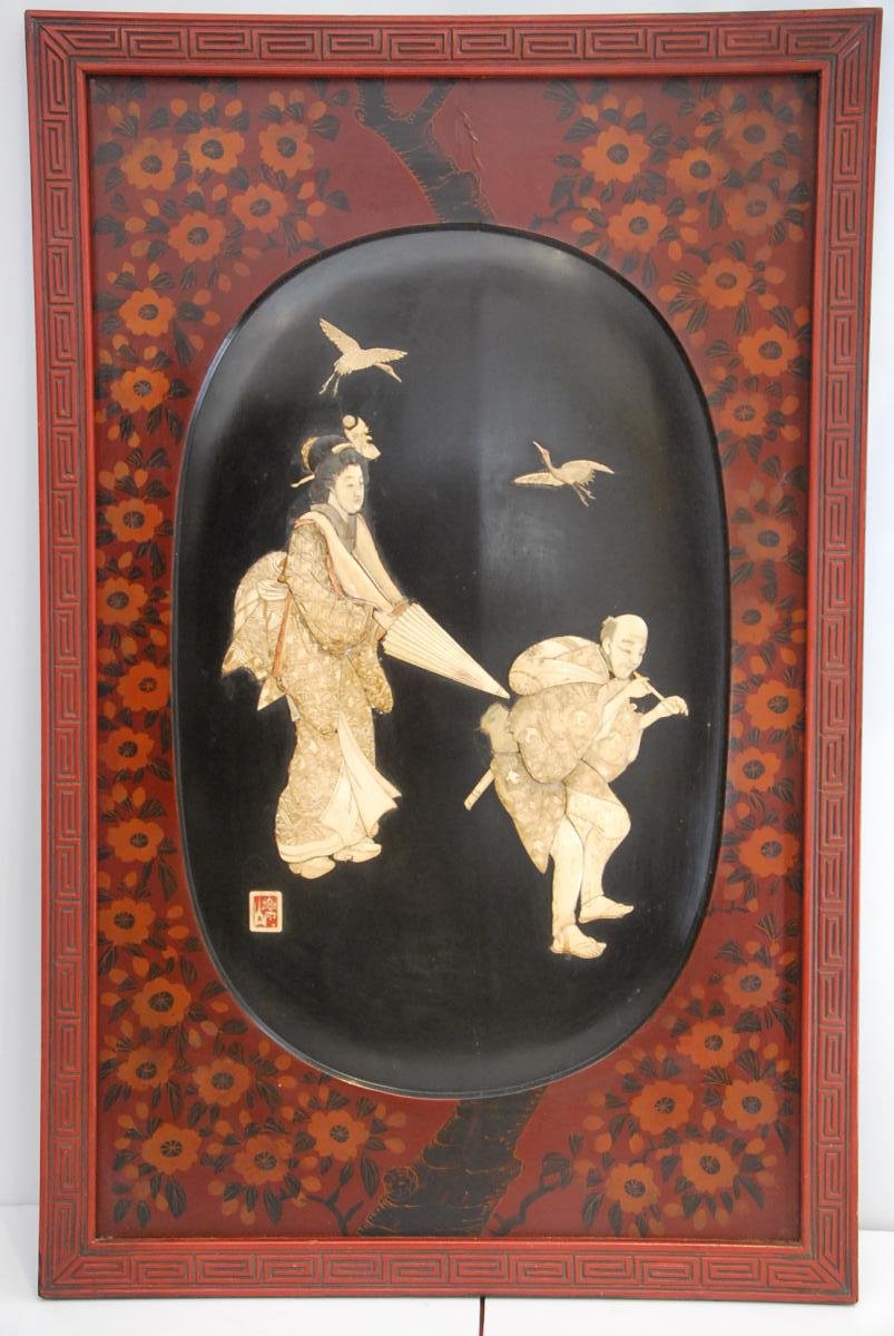 Lacquer And Ivory Panel Late 19th