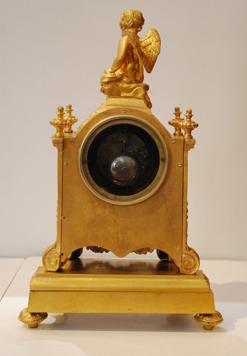 Gilt Bronze Clock And Porcelain Plate-photo-3