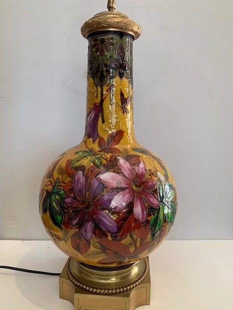 Enamelled Lamp Signed Ciolek