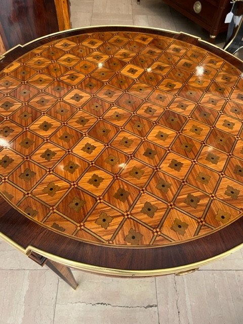 Louis XVI Style Inlaid Pedestal Table-photo-2