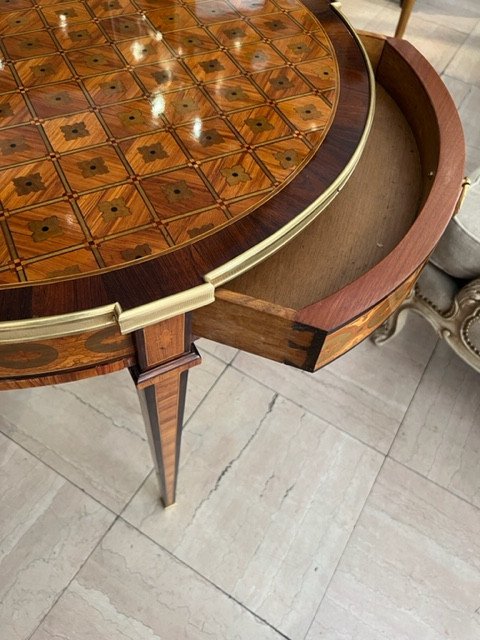 Louis XVI Style Inlaid Pedestal Table-photo-2