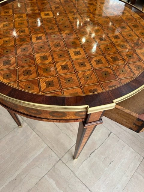 Louis XVI Style Inlaid Pedestal Table-photo-3