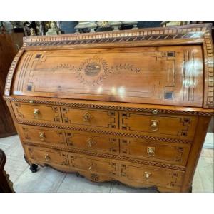 Cylinder Desk In Cherry Transition Louis XV-xvi Late 18th 