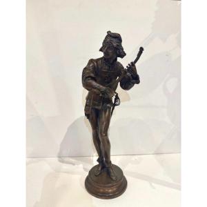 Bronze Of A Musician Signed Gaudez