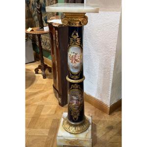 Porcelain And Bronze Column Signed Quentin