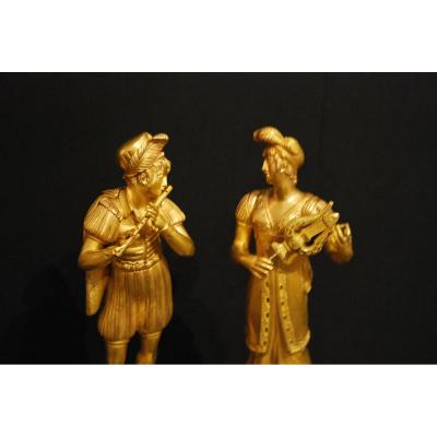 Pair Of Gilt Bronze Statues Empire Time