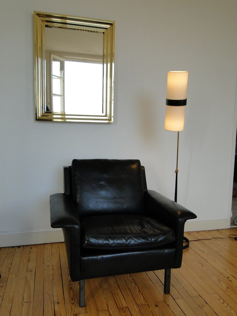 Arne Vodder By Fritz Hansen Black Leather Armchair Denmark-photo-5