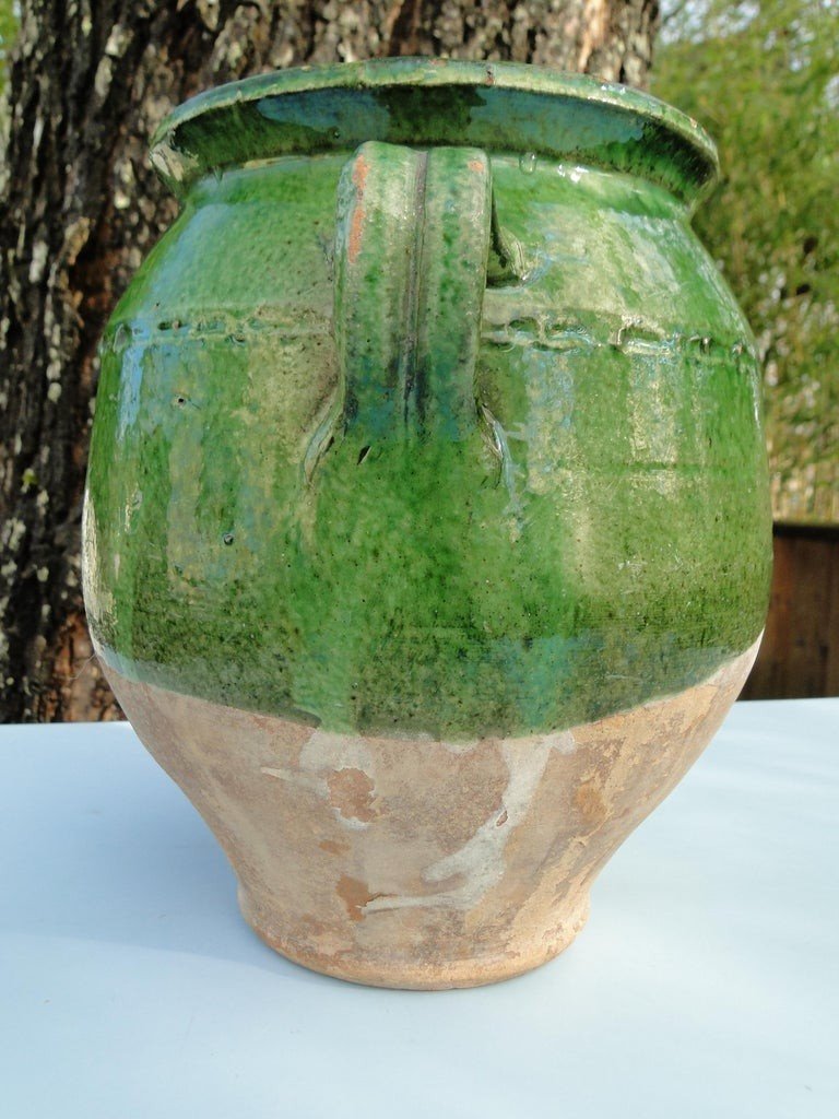 Pot  à Confit Vert Art Antique Du  XIXème Sud Ouest De La France-photo-3