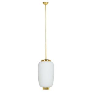 Vintage Royale Pendant Light XXl In Brass And Glass By Bent Karlby, Lyfa Denmark