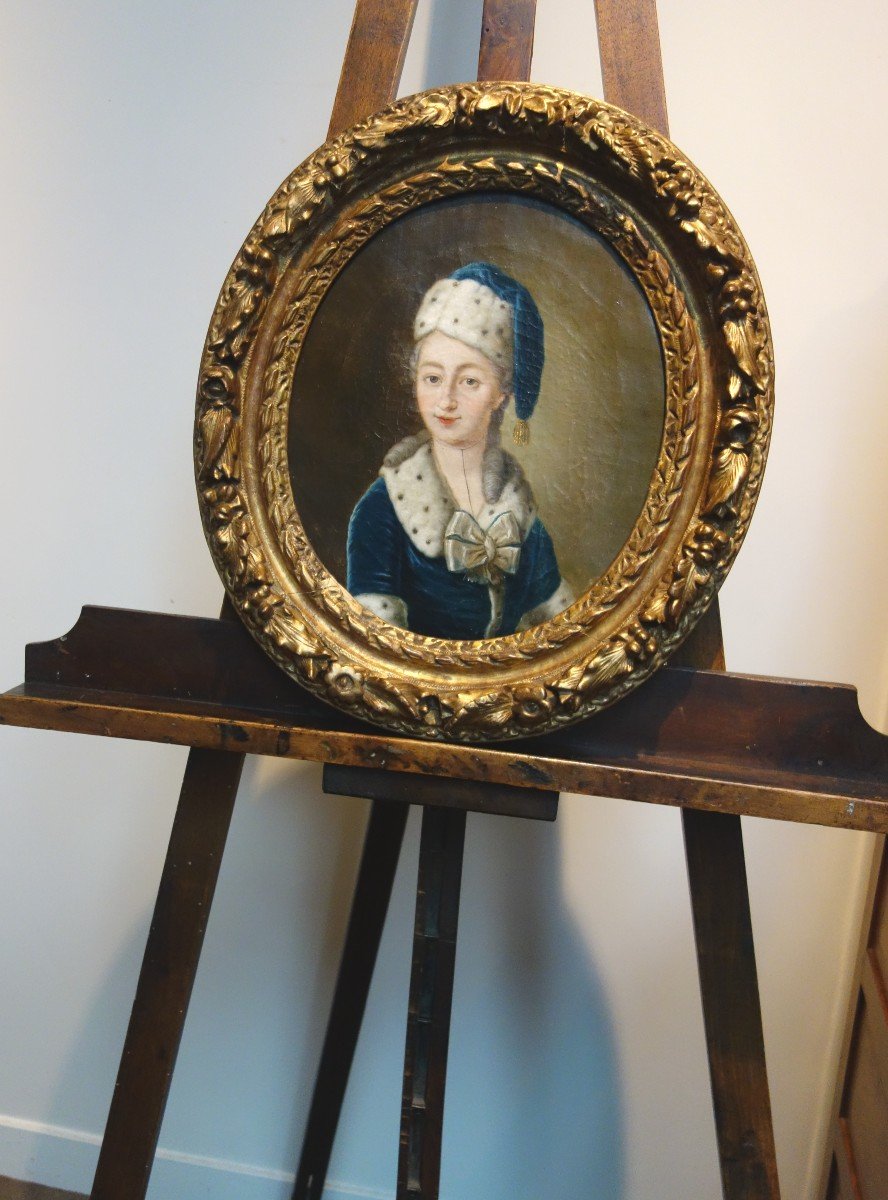 Portrait d'Elisabeth Von Schelle La Hast, Huile Sur Toile XVIII ème-photo-5