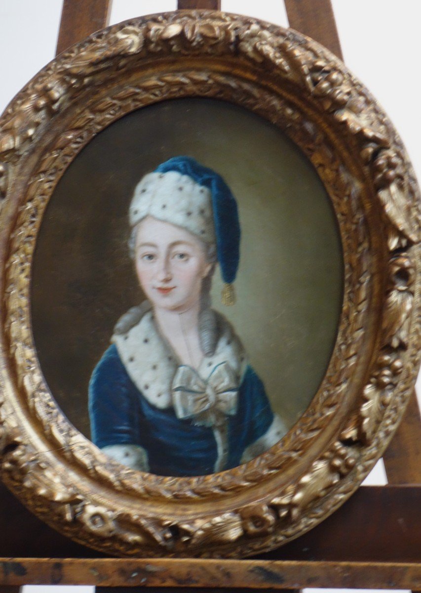 Portrait d'Elisabeth Von Schelle La Hast, Huile Sur Toile XVIII ème