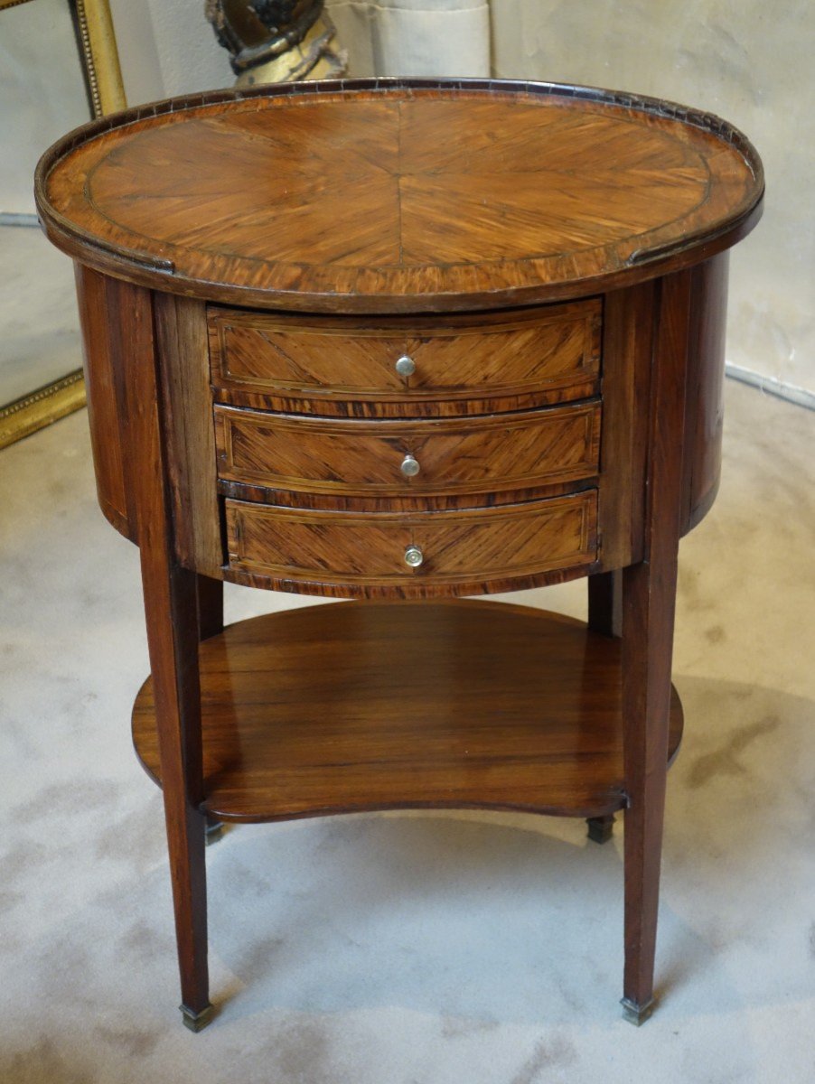 Chiffonniere Table, Louis XVI Period, Drum Shape-photo-4