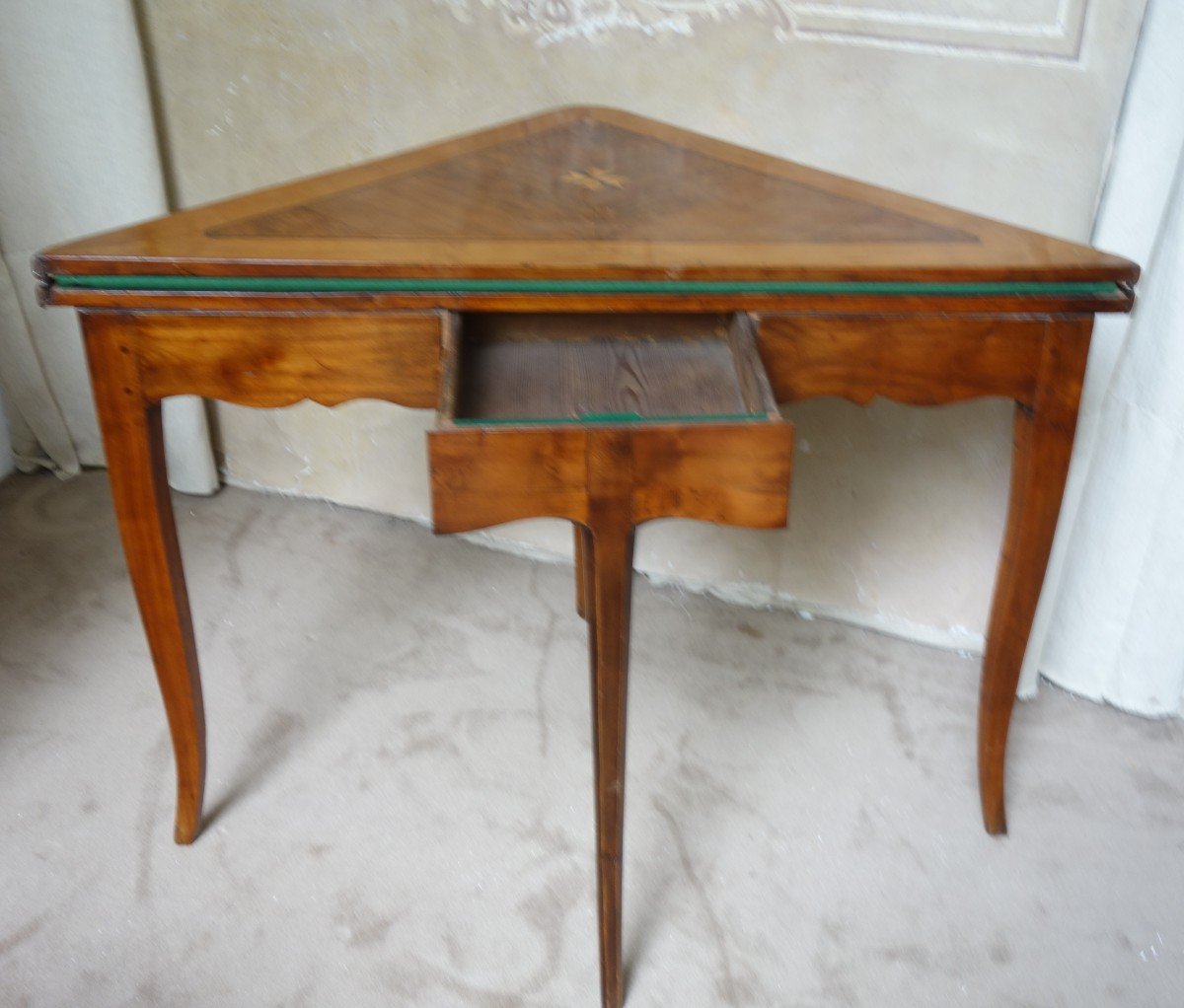  Triangular Game Table In Cherrywood Louis XV XVIIIth Century-photo-3