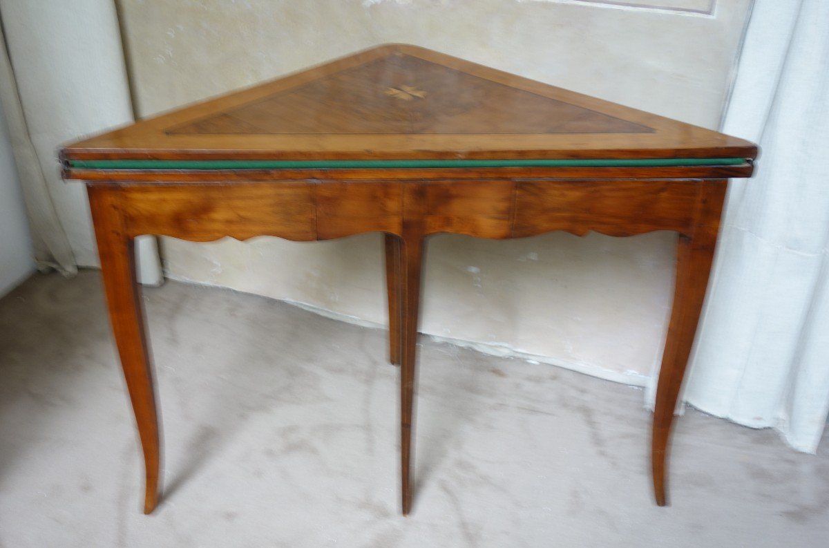  Triangular Game Table In Cherrywood Louis XV XVIIIth Century-photo-4