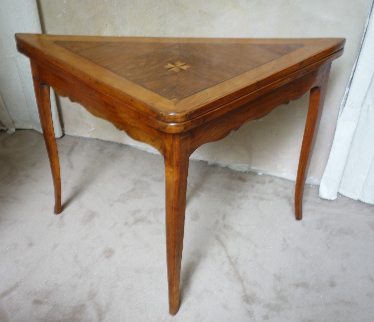  Triangular Game Table In Cherrywood Louis XV XVIIIth Century-photo-5