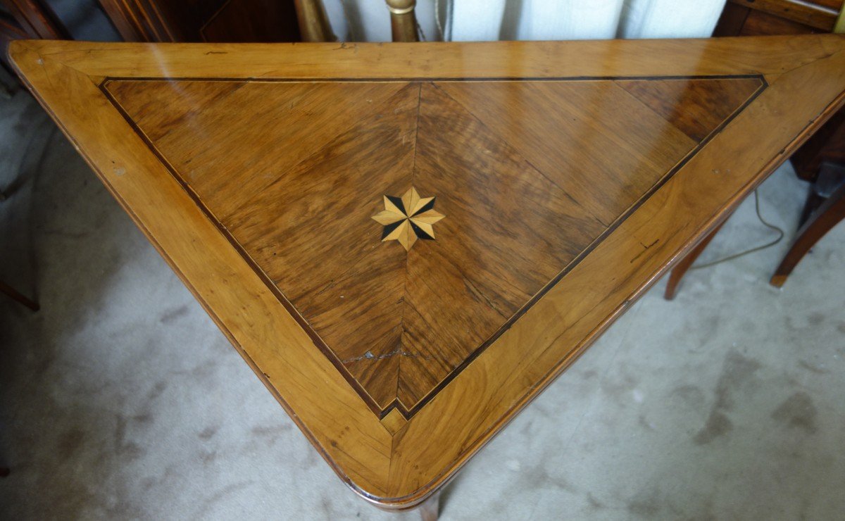  Triangular Game Table In Cherrywood Louis XV XVIIIth Century-photo-6