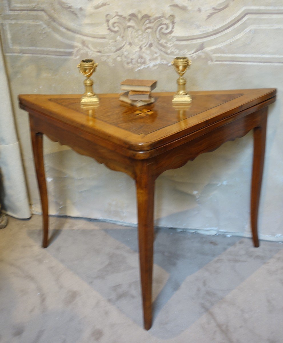  Triangular Game Table In Cherrywood Louis XV XVIIIth Century