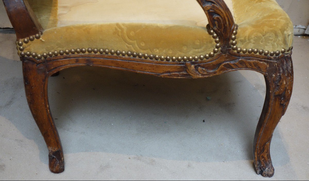 Flat Back Armchair à La Reine Louis XV XVIIIth Century Stamped Jean Avisse-photo-6