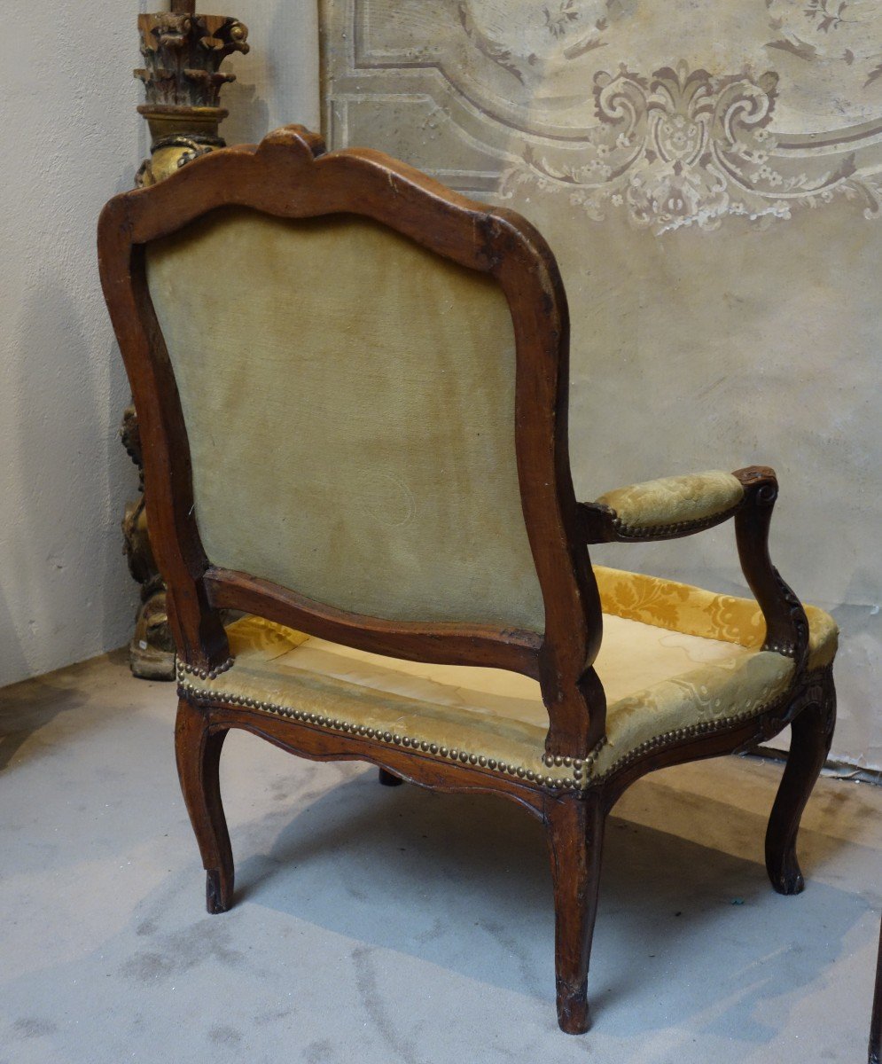 Flat Back Armchair à La Reine Louis XV XVIIIth Century Stamped Jean Avisse-photo-7