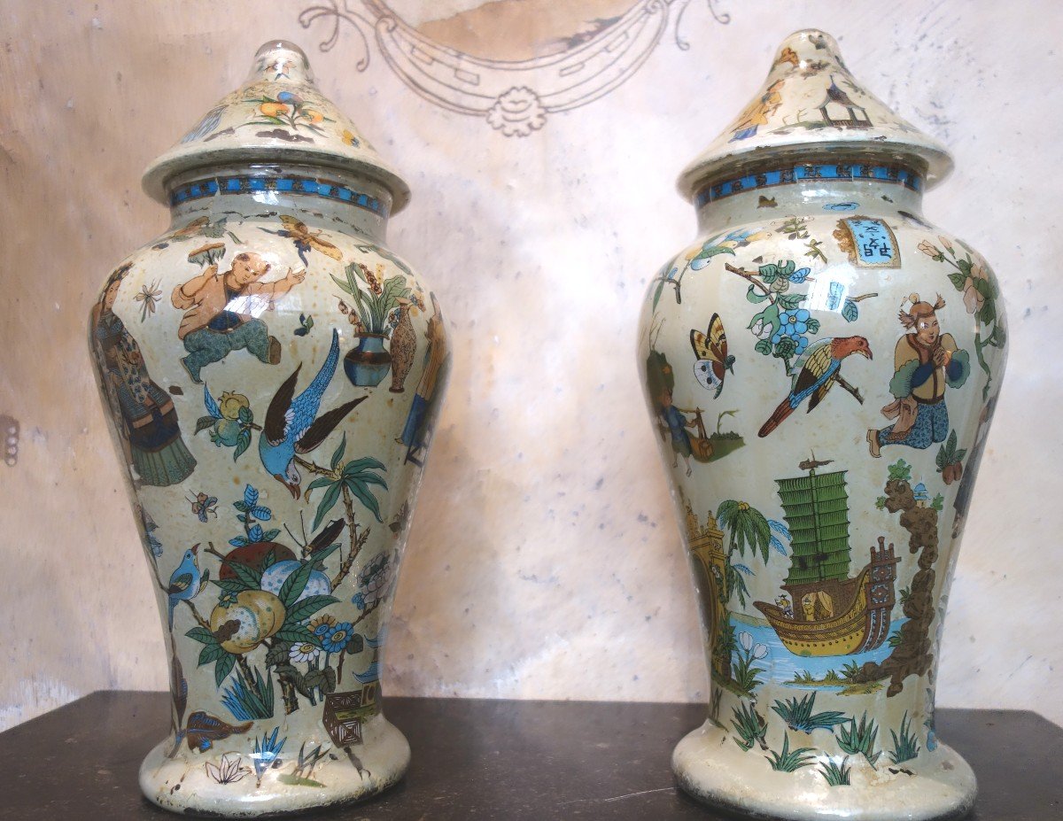 Rare Pair Of Large 19th Century Glass Vases-photo-7