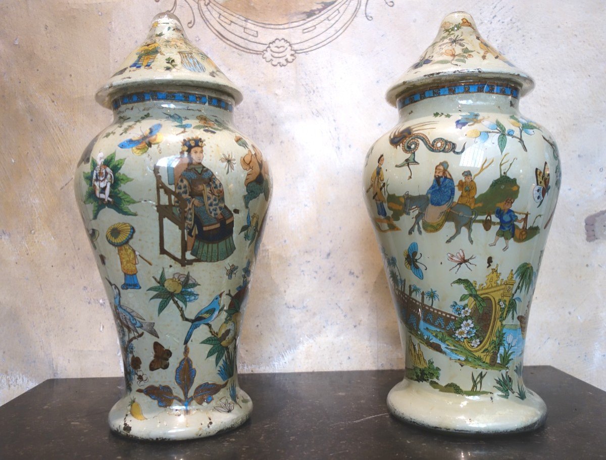 Rare Pair Of Large 19th Century Glass Vases