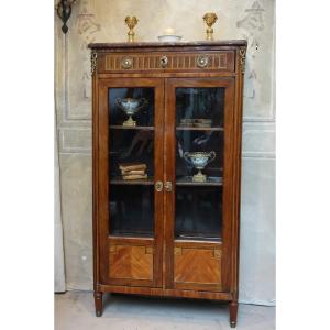 Inlaid Showcase With Arcature Decor, Louis XVI, 18th Century