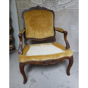 Flat Back Armchair à La Reine Louis XV XVIIIth Century Stamped Jean Avisse